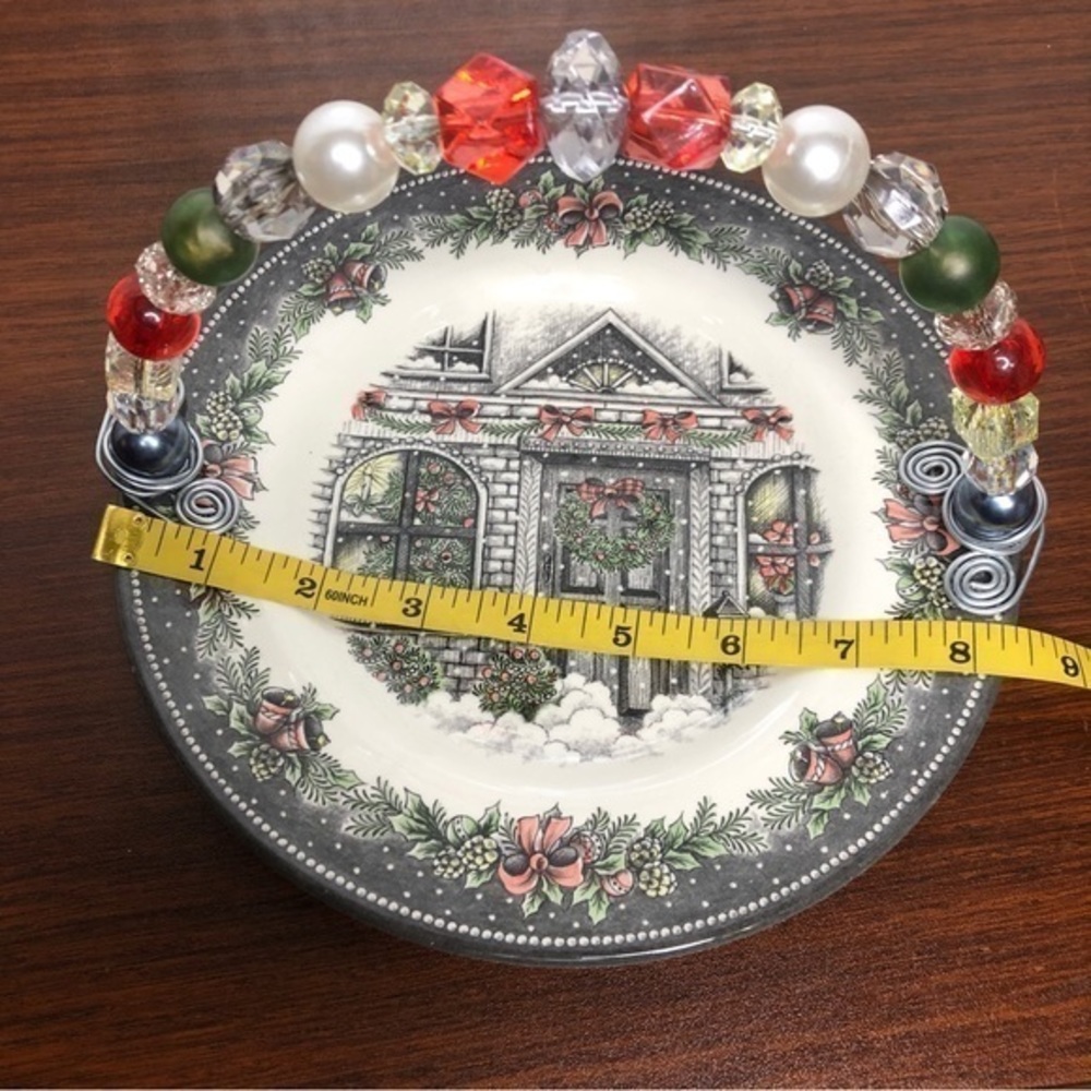 Royal‎ Stafford Christmas Home plate with custom beaded handle - Picture 5 of 11